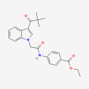 molecular formula C24H26N2O4 B4768137 ethyl 4-({[3-(2,2-dimethylpropanoyl)-1H-indol-1-yl]acetyl}amino)benzoate 