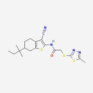 molecular formula C19H24N4OS3 B4768158 N-[3-CYANO-6-(2-METHYL-2-BUTANYL)-4,5,6,7-TETRAHYDRO-1-BENZOTHIOPHEN-2-YL]-2-[(5-METHYL-1,3,4-THIADIAZOL-2-YL)SULFANYL]ACETAMIDE 