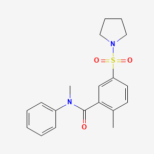 molecular formula C19H22N2O3S B4768184 N,2-dimethyl-N-phenyl-5-(1-pyrrolidinylsulfonyl)benzamide 