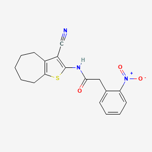 molecular formula C18H17N3O3S B4768267 N-{3-CYANO-4H5H6H7H8H-CYCLOHEPTA[B]THIOPHEN-2-YL}-2-(2-NITROPHENYL)ACETAMIDE 