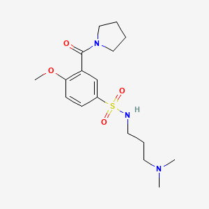 molecular formula C17H27N3O4S B4768335 N-[3-(dimethylamino)propyl]-4-methoxy-3-(1-pyrrolidinylcarbonyl)benzenesulfonamide 