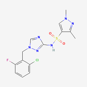 molecular formula C14H14ClFN6O2S B4768349 N~4~-[1-(2-CHLORO-6-FLUOROBENZYL)-1H-1,2,4-TRIAZOL-3-YL]-1,3-DIMETHYL-1H-PYRAZOLE-4-SULFONAMIDE 