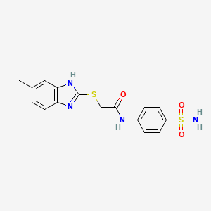 molecular formula C16H16N4O3S2 B4768484 N~1~-[4-(AMINOSULFONYL)PHENYL]-2-[(5-METHYL-1H-1,3-BENZIMIDAZOL-2-YL)SULFANYL]ACETAMIDE 