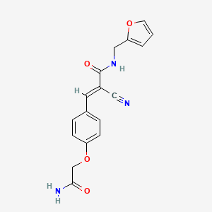 molecular formula C17H15N3O4 B4768508 (2E)-3-[4-(2-amino-2-oxoethoxy)phenyl]-2-cyano-N-(furan-2-ylmethyl)prop-2-enamide 