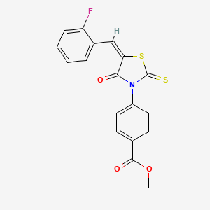 molecular formula C18H12FNO3S2 B4768604 methyl 4-[(5E)-5-(2-fluorobenzylidene)-4-oxo-2-thioxo-1,3-thiazolidin-3-yl]benzoate 