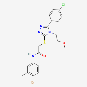 molecular formula C20H20BrClN4O2S B4769186 N-(4-bromo-3-methylphenyl)-2-{[5-(4-chlorophenyl)-4-(2-methoxyethyl)-4H-1,2,4-triazol-3-yl]thio}acetamide 