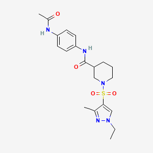 molecular formula C20H27N5O4S B4769286 N-[4-(acetylamino)phenyl]-1-[(1-ethyl-3-methyl-1H-pyrazol-4-yl)sulfonyl]-3-piperidinecarboxamide 