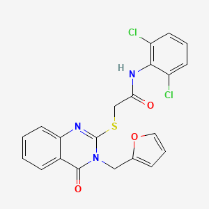 molecular formula C21H15Cl2N3O3S B4769299 N-(2,6-DICHLOROPHENYL)-2-{[3-(2-FURYLMETHYL)-4-OXO-3,4-DIHYDRO-2-QUINAZOLINYL]SULFANYL}ACETAMIDE 
