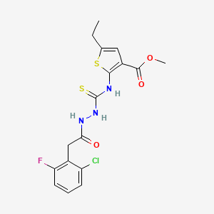 molecular formula C17H17ClFN3O3S2 B4769412 methyl 2-[({2-[(2-chloro-6-fluorophenyl)acetyl]hydrazino}carbonothioyl)amino]-5-ethyl-3-thiophenecarboxylate 