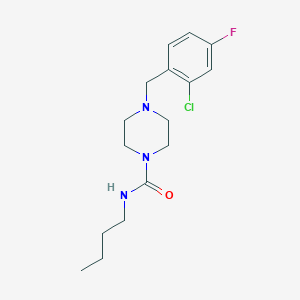 molecular formula C16H23ClFN3O B4769420 N-butyl-4-[(2-chloro-4-fluorophenyl)methyl]piperazine-1-carboxamide 