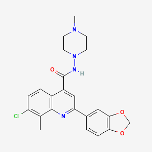 molecular formula C23H23ClN4O3 B4769445 2-(1,3-benzodioxol-5-yl)-7-chloro-8-methyl-N-(4-methyl-1-piperazinyl)-4-quinolinecarboxamide 