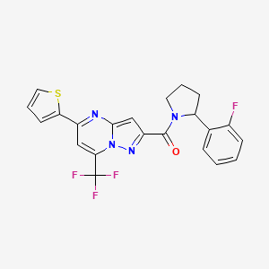 molecular formula C22H16F4N4OS B4769490 2-{[2-(2-fluorophenyl)-1-pyrrolidinyl]carbonyl}-5-(2-thienyl)-7-(trifluoromethyl)pyrazolo[1,5-a]pyrimidine 