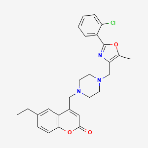 molecular formula C27H28ClN3O3 B4769665 4-[(4-{[2-(2-chlorophenyl)-5-methyl-1,3-oxazol-4-yl]methyl}piperazin-1-yl)methyl]-6-ethyl-2H-chromen-2-one 