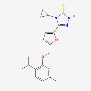 molecular formula C20H23N3O2S B4769747 4-cyclopropyl-5-{5-[(2-isopropyl-5-methylphenoxy)methyl]-2-furyl}-4H-1,2,4-triazole-3-thiol 
