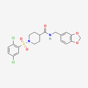 molecular formula C20H20Cl2N2O5S B4769754 N-(1,3-benzodioxol-5-ylmethyl)-1-(2,5-dichlorophenyl)sulfonylpiperidine-4-carboxamide 