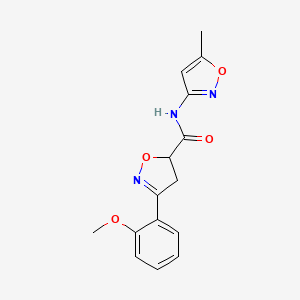molecular formula C15H15N3O4 B4769787 3-(2-METHOXYPHENYL)-N~5~-(5-METHYL-3-ISOXAZOLYL)-4,5-DIHYDRO-5-ISOXAZOLECARBOXAMIDE 