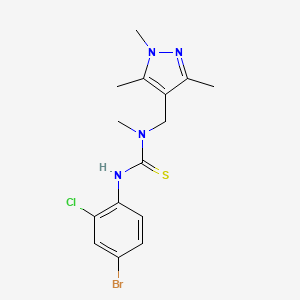 molecular formula C15H18BrClN4S B4769812 N'-(4-bromo-2-chlorophenyl)-N-methyl-N-[(1,3,5-trimethyl-1H-pyrazol-4-yl)methyl]thiourea 