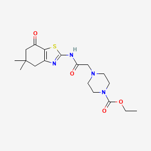 molecular formula C18H26N4O4S B4769826 ethyl 4-{2-[(5,5-dimethyl-7-oxo-4,5,6,7-tetrahydro-1,3-benzothiazol-2-yl)amino]-2-oxoethyl}-1-piperazinecarboxylate 