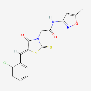 molecular formula C16H12ClN3O3S2 B4769907 2-[(5Z)-5-[(2-chlorophenyl)methylidene]-4-oxo-2-sulfanylidene-1,3-thiazolidin-3-yl]-N-(5-methyl-1,2-oxazol-3-yl)acetamide 