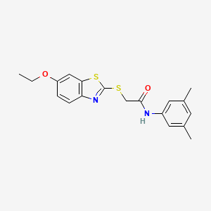 molecular formula C19H20N2O2S2 B4769929 N-(3,5-dimethylphenyl)-2-[(6-ethoxy-1,3-benzothiazol-2-yl)sulfanyl]acetamide 