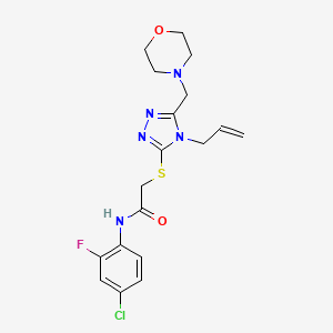 molecular formula C18H21ClFN5O2S B4770031 N-(4-chloro-2-fluorophenyl)-2-{[5-(morpholin-4-ylmethyl)-4-(prop-2-en-1-yl)-4H-1,2,4-triazol-3-yl]sulfanyl}acetamide 