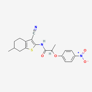 molecular formula C19H19N3O4S B4770035 N~1~-(3-CYANO-6-METHYL-4,5,6,7-TETRAHYDRO-1-BENZOTHIOPHEN-2-YL)-2-(4-NITROPHENOXY)PROPANAMIDE 