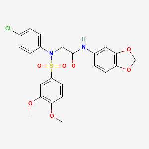 molecular formula C23H21ClN2O7S B4770070 N~1~-1,3-benzodioxol-5-yl-N~2~-(4-chlorophenyl)-N~2~-[(3,4-dimethoxyphenyl)sulfonyl]glycinamide 