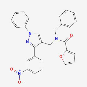 molecular formula C28H22N4O4 B4770073 N-benzyl-N-[[3-(3-nitrophenyl)-1-phenylpyrazol-4-yl]methyl]furan-2-carboxamide 
