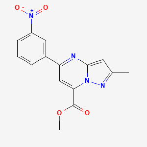 molecular formula C15H12N4O4 B4770275 methyl 2-methyl-5-(3-nitrophenyl)pyrazolo[1,5-a]pyrimidine-7-carboxylate 