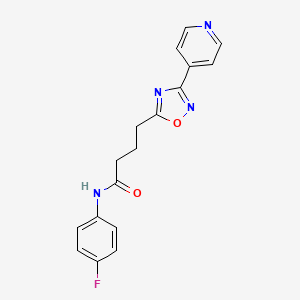 molecular formula C17H15FN4O2 B4770288 N-(4-Fluorophenyl)-4-[3-(pyridin-4-YL)-1,2,4-oxadiazol-5-YL]butanamide 