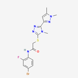 molecular formula C16H16BrFN6OS B4770708 N~1~-(4-BROMO-2-FLUOROPHENYL)-2-{[5-(1,5-DIMETHYL-1H-PYRAZOL-3-YL)-4-METHYL-4H-1,2,4-TRIAZOL-3-YL]SULFANYL}ACETAMIDE 