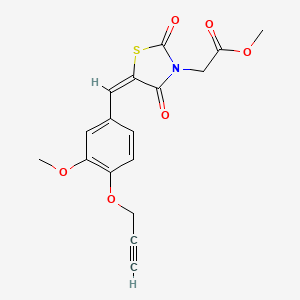 molecular formula C17H15NO6S B4770733 methyl {(5E)-5-[3-methoxy-4-(prop-2-yn-1-yloxy)benzylidene]-2,4-dioxo-1,3-thiazolidin-3-yl}acetate 