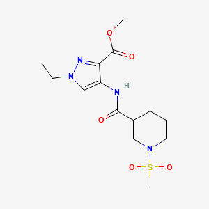 molecular formula C14H22N4O5S B4770740 METHYL 1-ETHYL-4-({[1-(METHYLSULFONYL)-3-PIPERIDYL]CARBONYL}AMINO)-1H-PYRAZOLE-3-CARBOXYLATE 