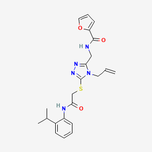 molecular formula C22H25N5O3S B4770754 N-({5-[(2-oxo-2-{[2-(propan-2-yl)phenyl]amino}ethyl)sulfanyl]-4-(prop-2-en-1-yl)-4H-1,2,4-triazol-3-yl}methyl)furan-2-carboxamide 