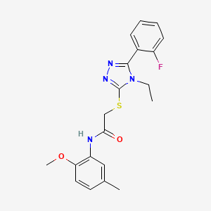 molecular formula C20H21FN4O2S B4770903 2-{[4-ethyl-5-(2-fluorophenyl)-4H-1,2,4-triazol-3-yl]sulfanyl}-N-(2-methoxy-5-methylphenyl)acetamide 