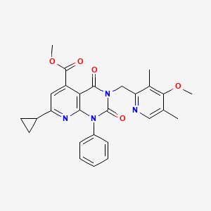 molecular formula C27H26N4O5 B4770922 METHYL 7-CYCLOPROPYL-3-[(4-METHOXY-3,5-DIMETHYLPYRIDIN-2-YL)METHYL]-2,4-DIOXO-1-PHENYL-1H,2H,3H,4H-PYRIDO[2,3-D]PYRIMIDINE-5-CARBOXYLATE 
