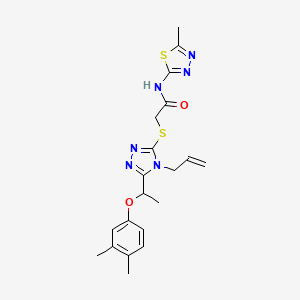molecular formula C20H24N6O2S2 B4770940 2-({5-[1-(3,4-dimethylphenoxy)ethyl]-4-(prop-2-en-1-yl)-4H-1,2,4-triazol-3-yl}sulfanyl)-N-(5-methyl-1,3,4-thiadiazol-2-yl)acetamide 