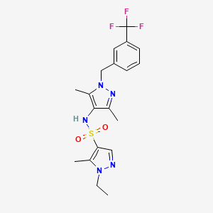 molecular formula C19H22F3N5O2S B4771003 N~4~-{3,5-DIMETHYL-1-[3-(TRIFLUOROMETHYL)BENZYL]-1H-PYRAZOL-4-YL}-1-ETHYL-5-METHYL-1H-PYRAZOLE-4-SULFONAMIDE 