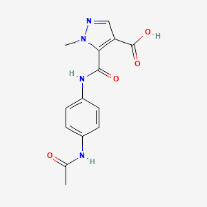molecular formula C14H14N4O4 B4771063 5-{[4-(ACETYLAMINO)ANILINO]CARBONYL}-1-METHYL-1H-PYRAZOLE-4-CARBOXYLIC ACID 