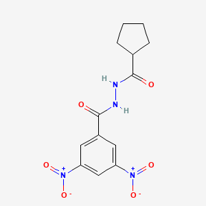 molecular formula C13H14N4O6 B4771100 N'~1~-(CYCLOPENTYLCARBONYL)-3,5-DINITROBENZOHYDRAZIDE 