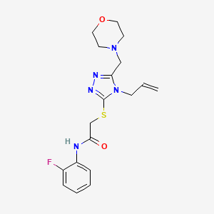molecular formula C18H22FN5O2S B4771118 N-(2-fluorophenyl)-2-{[5-(morpholin-4-ylmethyl)-4-(prop-2-en-1-yl)-4H-1,2,4-triazol-3-yl]sulfanyl}acetamide 