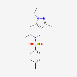 molecular formula C17H25N3O2S B4771125 N-ETHYL-N-[(1-ETHYL-3,5-DIMETHYL-1H-PYRAZOL-4-YL)METHYL]-4-METHYL-1-BENZENESULFONAMIDE 