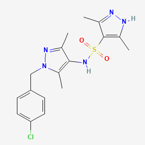 molecular formula C17H20ClN5O2S B4771164 N~4~-[1-(4-CHLOROBENZYL)-3,5-DIMETHYL-1H-PYRAZOL-4-YL]-3,5-DIMETHYL-1H-PYRAZOLE-4-SULFONAMIDE 