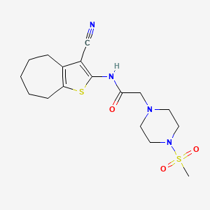 molecular formula C17H24N4O3S2 B4771537 N-{3-CYANO-4H5H6H7H8H-CYCLOHEPTA[B]THIOPHEN-2-YL}-2-(4-METHANESULFONYLPIPERAZIN-1-YL)ACETAMIDE 