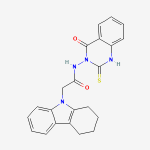 molecular formula C22H20N4O2S B4771699 N-[4-OXO-2-SULFANYL-3(4H)-QUINAZOLINYL]-2-(1,2,3,4-TETRAHYDRO-9H-CARBAZOL-9-YL)ACETAMIDE 