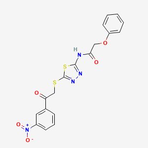 molecular formula C18H14N4O5S2 B4771832 N-[5-[2-(3-nitrophenyl)-2-oxoethyl]sulfanyl-1,3,4-thiadiazol-2-yl]-2-phenoxyacetamide 
