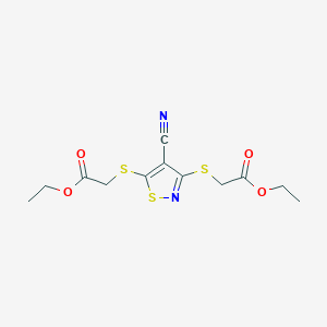 molecular formula C12H14N2O4S3 B4771837 ETHYL ((4-CYANO-3-((2-ETHOXY-2-OXOETHYL)THIO)-5-ISOTHIAZOLYL)THIO)ACETATE CAS No. 311333-74-1
