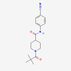 molecular formula C18H23N3O2 B4771959 N-(4-cyanophenyl)-1-(2,2-dimethylpropanoyl)piperidine-4-carboxamide 