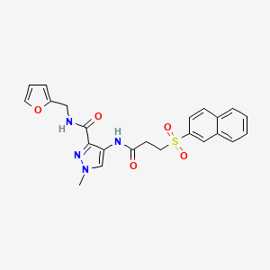 molecular formula C23H22N4O5S B4772062 N~3~-(2-FURYLMETHYL)-1-METHYL-4-{[3-(2-NAPHTHYLSULFONYL)PROPANOYL]AMINO}-1H-PYRAZOLE-3-CARBOXAMIDE 