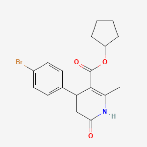 molecular formula C18H20BrNO3 B4772106 Cyclopentyl 4-(4-bromophenyl)-2-methyl-6-oxo-1,4,5,6-tetrahydropyridine-3-carboxylate 